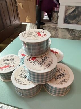 Sunny Stripe Blue Gingham Ribbon - Craft & Home Decor